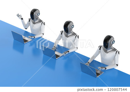 Automation worker concept with ai assistant robot working in smart office 120807544