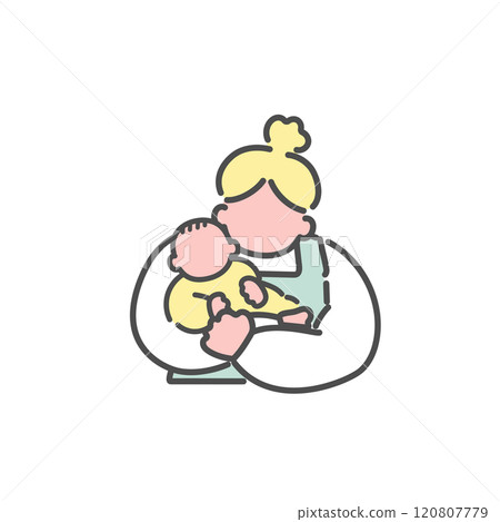 簡單的線條畫女人抱著嬰兒插畫 120807779