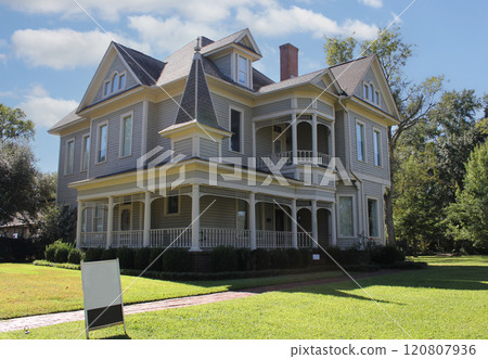 Historic Victorian Mansion With Real Estate Sign Rural East Texas Historic Victorian Mansion With Real Estate Sign Rural East Texas 120807936