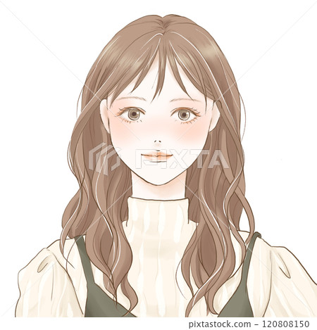 Smiling woman with long curly hair Smiling woman with long curly hair 120808150