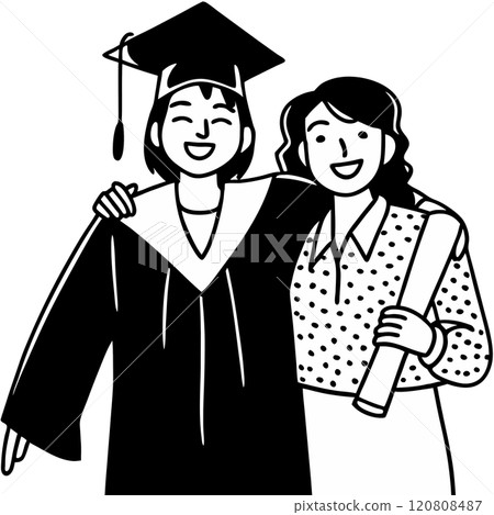 happy female graduation student with her mother 120808487