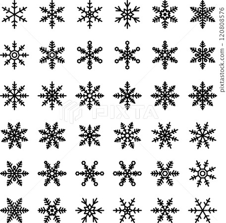 Simple snowflake icon set 120808576