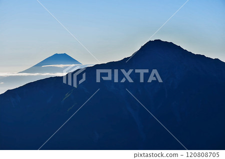 The first highest peak, Mt. Fuji, and the second highest peak, Mt. Kitadake The first highest peak, Mt. Fuji, and the second highest peak, Mt. Kitadake 120808705