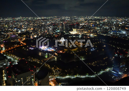 大阪夜景空拍大阪城 大阪夜景空拍大阪城 120808749