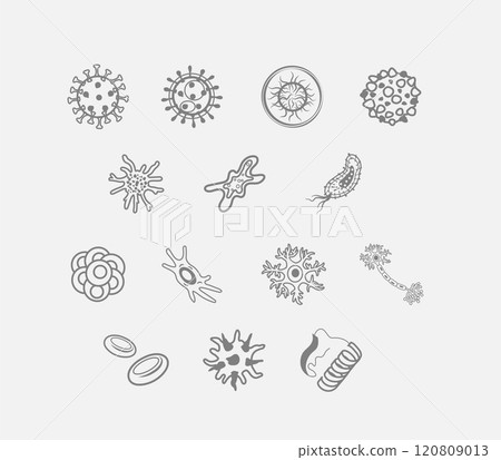 protein structure, cells, virus and  microbe icon. 120809013
