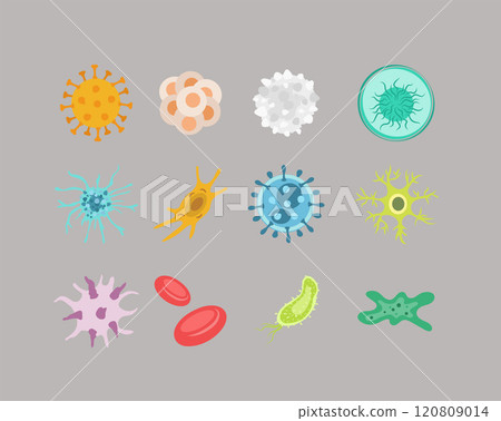 protein structure, cells, virus and microbe icon. protein structure, cells, virus and microbe icon. 120809014