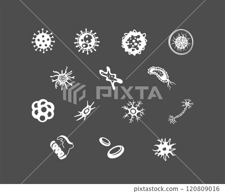 protein structure, cells, virus and microbe icon. protein structure, cells, virus and microbe icon. 120809016