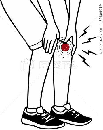 the knee man with pain in knee icon, cartoon style 120809019