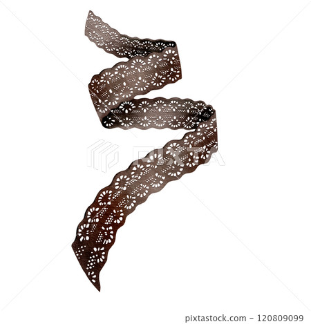 Vintage ribbon lace spiral bound brown color.Watercolor hand-drawn illustration with floral pattern.Lightweight and openwork element for wedding,February 14,March 8,Mother's Day Vintage ribbon lace spiral bound brown color.Watercolor hand-drawn illustration with floral pattern.Lightweight and openwork element for wedding,February 14,March 8,Mother's Day 120809099