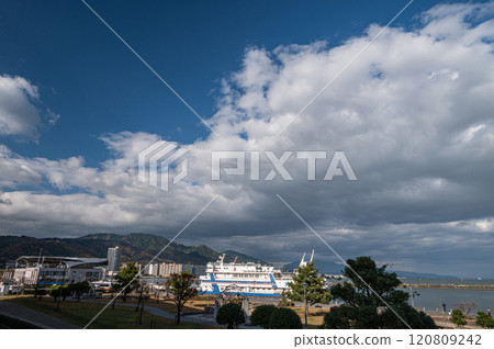 The educational ship Uminoko, anchored at Otsu Port on Lake Biwa 120809242