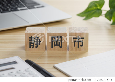 A building block with Shizuoka City written on it A building block with Shizuoka City written on it 120809323