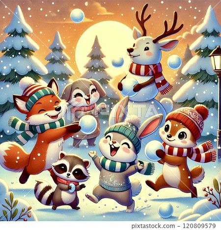 Animal snowball fight 120809579