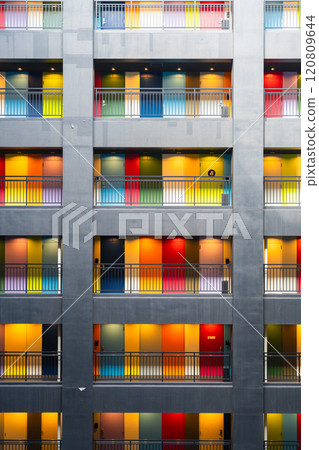 August 19th, 2023. Tokyo, Japan. Colorful doors. 120809644