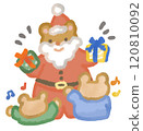 Santa's bear gives Christmas presents to children 120810092