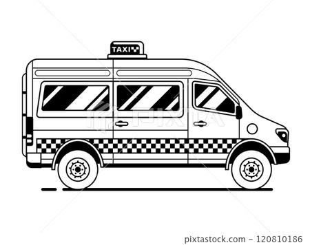 Taxi Mini Van in Line Art Design 120810186