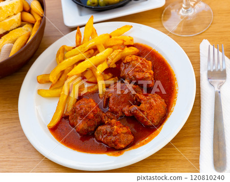 Baked chicken fillet with french fries sauce Baked chicken fillet with french fries sauce 120810240