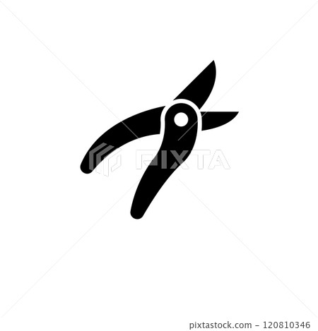 Pruning Scissors, Garden Secateurs Solid Flat Vector Icon Isolated on White Background 120810346