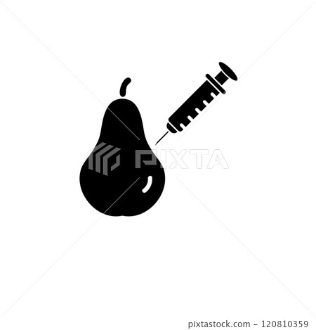 Genetically Modified Pear, GMO Fruit Solid Flat Vector Icon Isolated on White Background 120810359