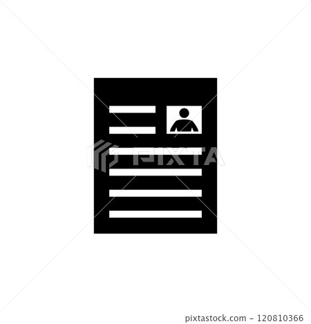 CV, Job Resume, Curriculum Vitae Solid Flat Vector Icon Isolated on White Background 120810366