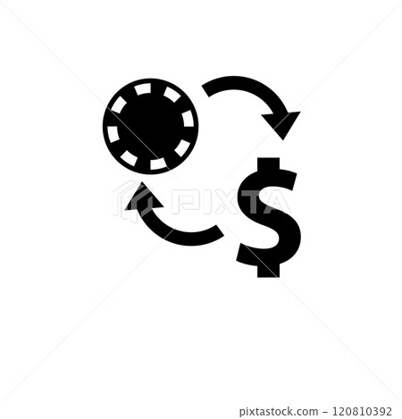 Exchange Money for Casino Chips Solid Flat Vector Icon Isolated on White Background Exchange Money for Casino Chips Solid Flat Vector Icon Isolated on White Background 120810392