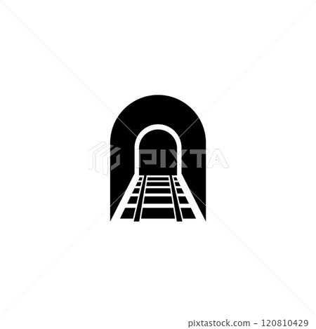 Minimalist vector icon of a railway tunnel. Perfect for transportation and infrastructure themes 120810429