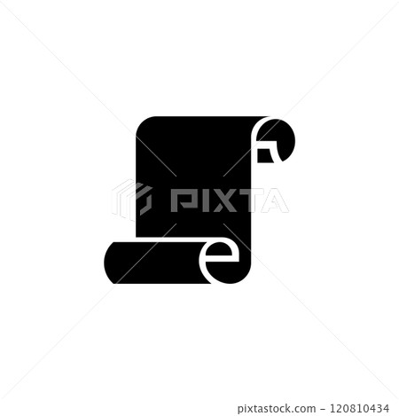 Sleek black vector icon depicting an ancient paper scroll 120810434