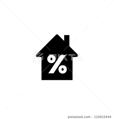 Real estate discount icon, simple house with percentage sign Real estate discount icon, simple house with percentage sign 120810444