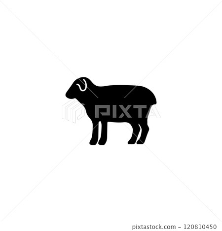 Black silhouette of a sheep, perfect for farm or livestock related designs Black silhouette of a sheep, perfect for farm or livestock related designs 120810450