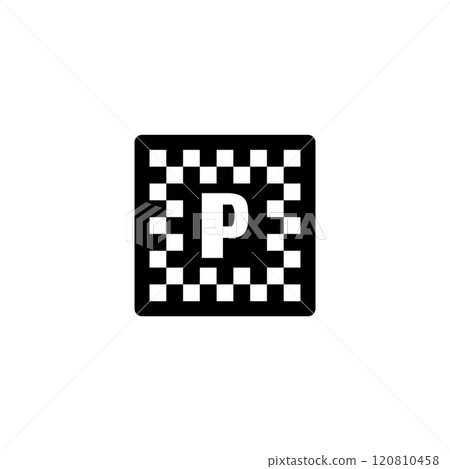 Simplistic black and white vector icon of a parking sign 120810458
