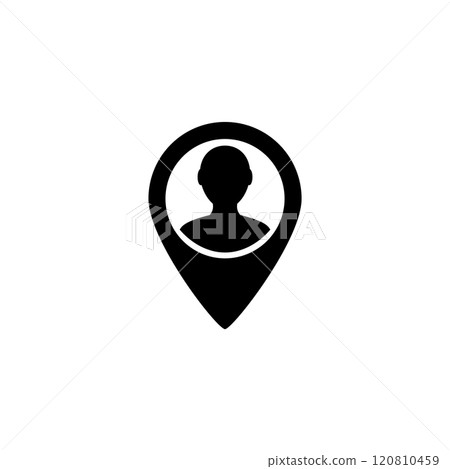 Vector icon of user location pin with person silhouette for navigation 120810459