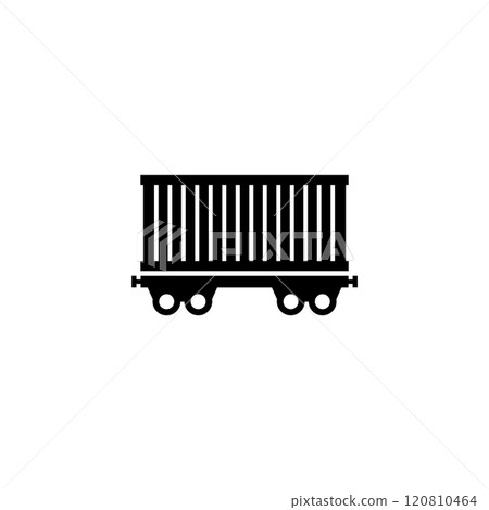 Vector icon of a classic black freight train car 120810464