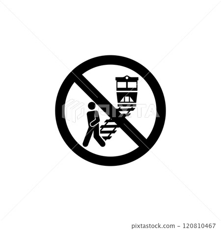 Prohibition sign for no crossing railway tracks Prohibition sign for no crossing railway tracks 120810467