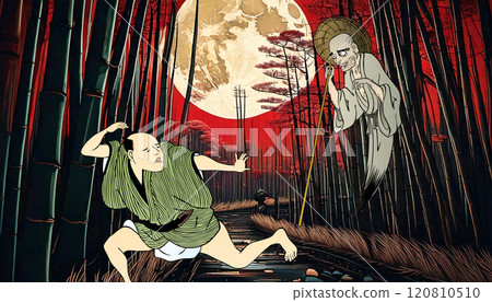 A person running away from a ghost A person running away from a ghost 120810510