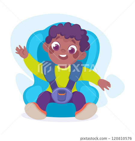 Little Boy on Seat with Safety Belt Vector Illustration Little Boy on Seat with Safety Belt Vector Illustration 120810576