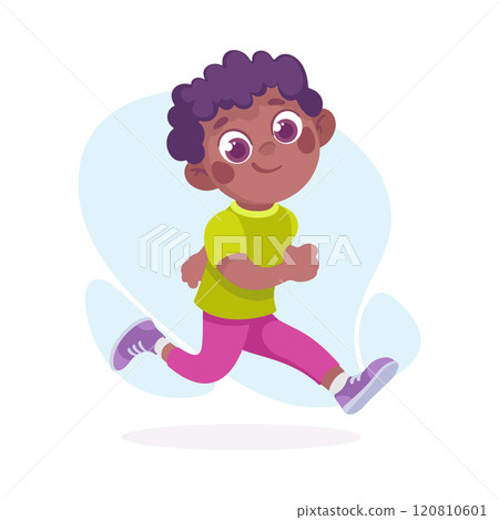 Happy Boy Character Run Outdoor with Joy Vector Illustration 120810601