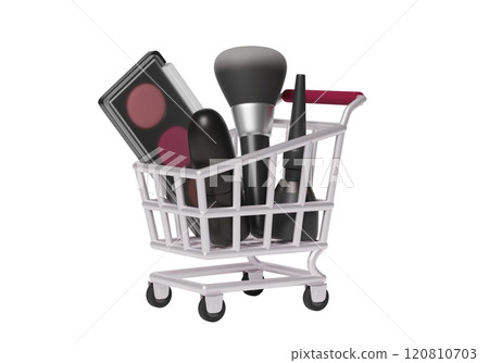 Cosmetics in cart 3D graphic 120810703