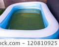 dirty water in the children's swimming pool in the garden 120810925