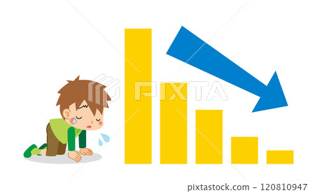 一個可愛的小男孩和下降圖、白色背景、向量剪貼畫的插圖 一個可愛的小男孩和下降圖、白色背景、向量剪貼畫的插圖 120810947