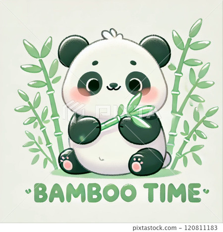 一隻可愛的熊貓拿著竹子提供治療的插圖 一隻可愛的熊貓拿著竹子提供治療的插圖 120811183