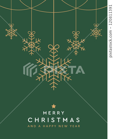 christmas greeting card with decorative hanging snowflakes vector illustration christmas greeting card with decorative hanging snowflakes vector illustration 120811391