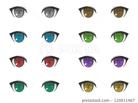 Anime-style eye illustrations, 8-color set 120811467