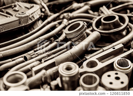 Auto spare parts. Close-up. Generative AI. 120811850