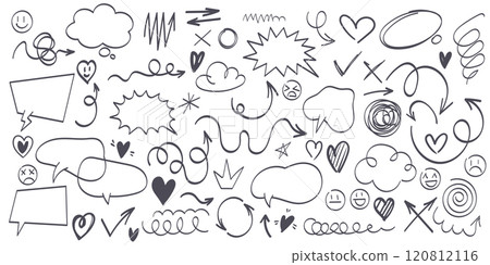 Doodle line shape set on a white background. Hand drawn 120812116