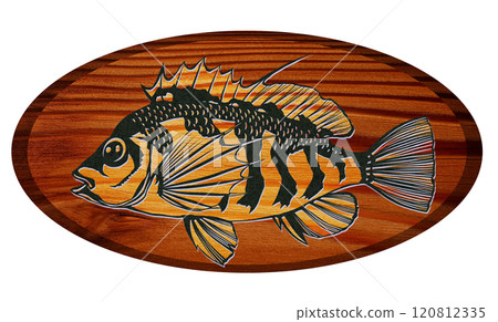 鹹水魚 Okigonbe 的木畫剪紙插圖 120812335
