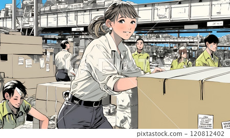 People working on deliveries at the warehouse People working on deliveries at the warehouse 120812402