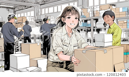 人們在倉庫進行送貨工作 人們在倉庫進行送貨工作 120812403