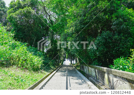 通往男山水庫公園的長階梯，俯瞰姬路城（兵庫縣姬路市） 120812448