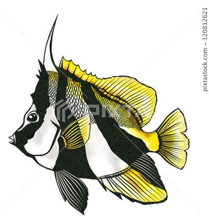 流行潛水的巨型泰特魚的剪紙插圖。 120812621