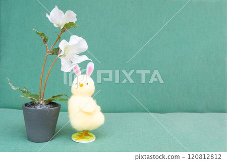 Easter scene with funny chicken Easter scene with funny chicken 120812812