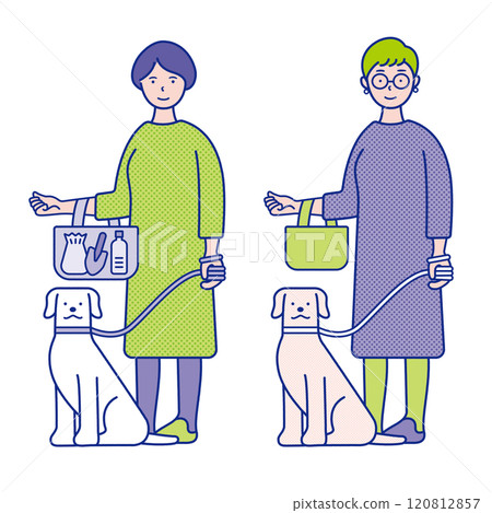 A woman with a pet dog [set] 120812857